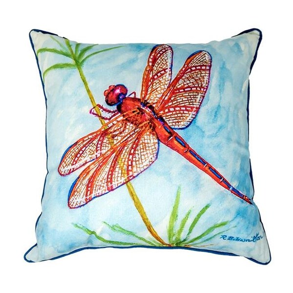 Betsy Drake Betsy Drake ZP773 22 x 22 in. Red Dragonfly Extra Large Pillow - ZP773