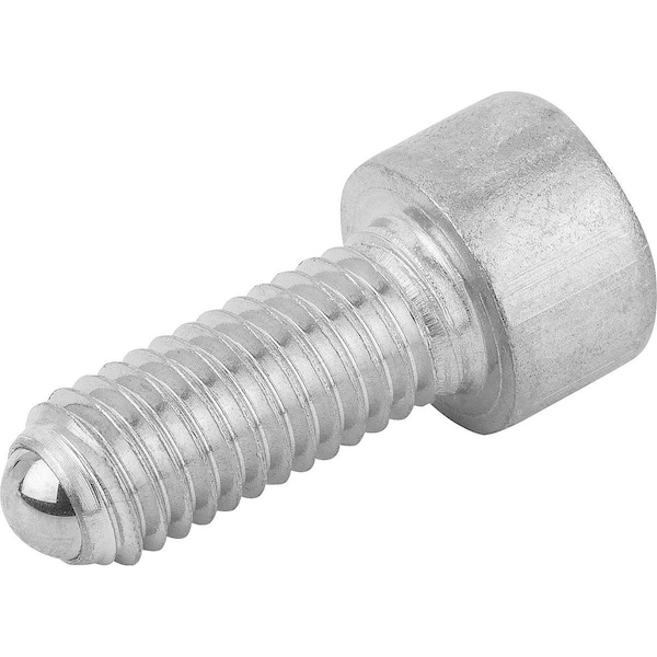 Kipp Ball-End Thrust Screw W Head, Form:A With Full Ball, M10, L=41, 7, Stainless Bright, Comp:Stainless - K0381.11040