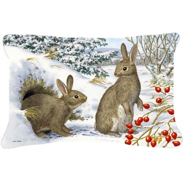 Carolines Treasures Carolines Treasures ASA2181PW1216 Winter Rabbits Fabric Decorative Pillow - ASA2181PW1216