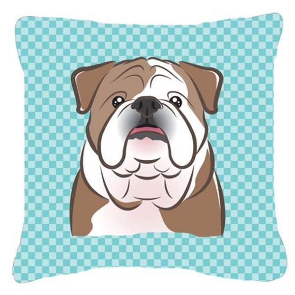 Carolines Treasures Carolines Treasures BB1157PW1818 Checkerboard Blue English Bulldog Fabric Decorative Pillow; 18 x 18 In. - BB1157PW1818