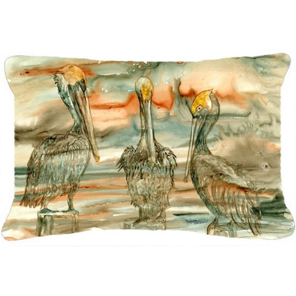 Jensendistributionservices Pelicans on their Perch Abstract Fabric Decorative Pillow - MI2557849