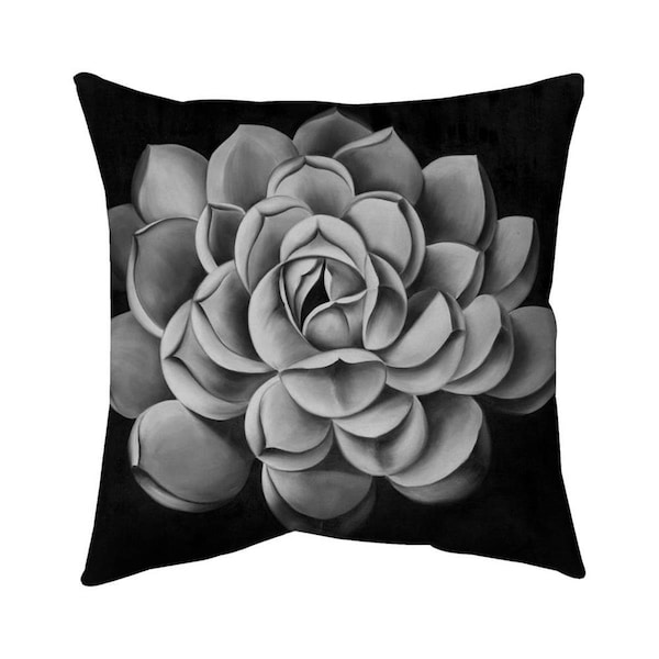 Fondo 20 x 20 in. Black & White Succulent-Double Sided Print Indoor Pillow - FO2775448