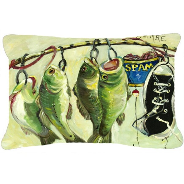 Carolines Treasures Recession Food Fish Caught With Spam Canvas Fabric Decorative Pillow - CA75894