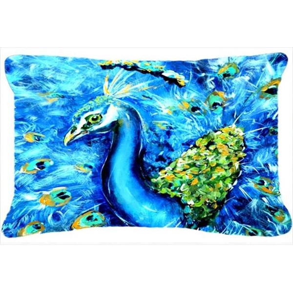 Carolines Treasures Carolines Treasures MW1166PW1216 Peacock Straight Up In Blue Indoor & Outdoor Fabric Decorative Pillow - MW1166PW1216