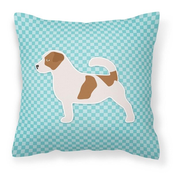 Jensendistributionservices Jack Russell Terrier Checkerboard Blue Fabric Decorative Pillow - MI2550113