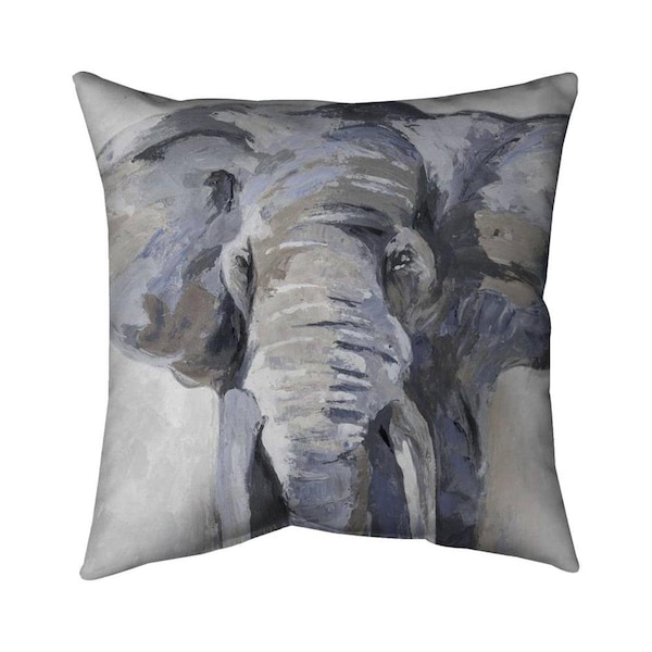 Fondo 26 x 26 in. Pastel Blue Elephant-Double Sided Print Indoor Pillow - FO2774616