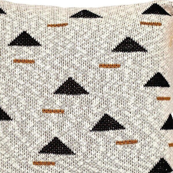 Homeroots 20 x 20 x 4 in. Beige, Black & Yellow Natural Knitted Throw Pillow - 383148