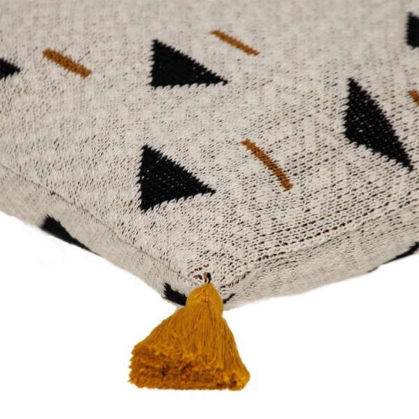 Homeroots 20 x 20 x 4 in. Beige, Black & Yellow Natural Knitted Throw Pillow - 383148
