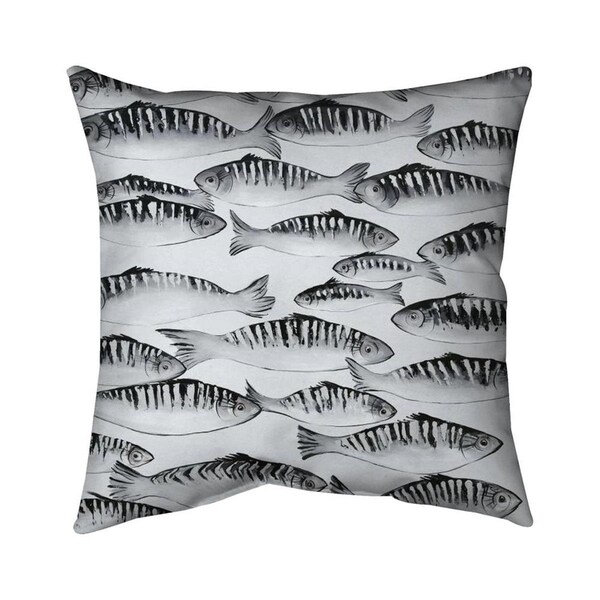 Fondo 20 x 20 in. Grey Shoal of Fish-Double Sided Print Indoor Pillow - FO2774149