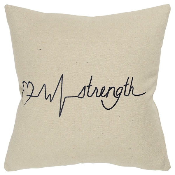 Homeroots Black & Taupe Canvas Strength Throw Pillow Natural - 403343