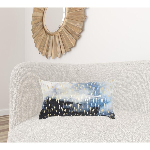 Homeroots 14 x 26 in. Blue Abstract Lumbar Pillow - 385930