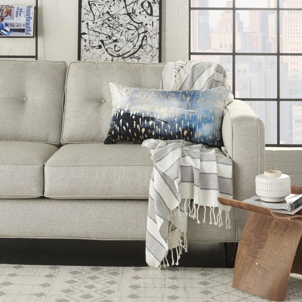 Homeroots 14 x 26 in. Blue Abstract Lumbar Pillow - 385930