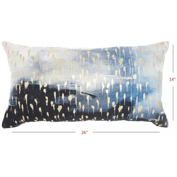 Homeroots 14 x 26 in. Blue Abstract Lumbar Pillow - 385930