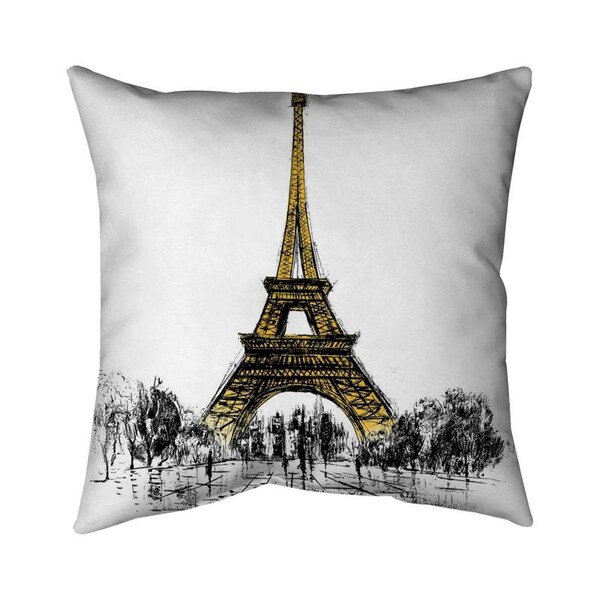 Fondo 26 x 26 in. Outline of Eiffel Tour-Double Sided Print Indoor Pillow - FO2793572
