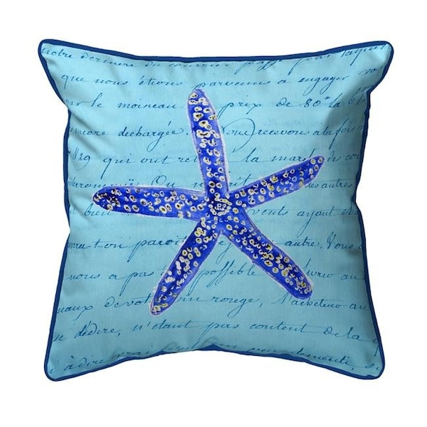 Betsy Drake Betsy Drake SN991 12 x 12 in. Blue Starfish Small Indoor & Outdoor Pillow - SN991
