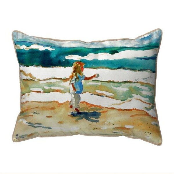Betsy Drake Betsy Drake SN602 11 x 14 in. Girl At the Beach Small Indoor & Outdoor Pillow - SN602