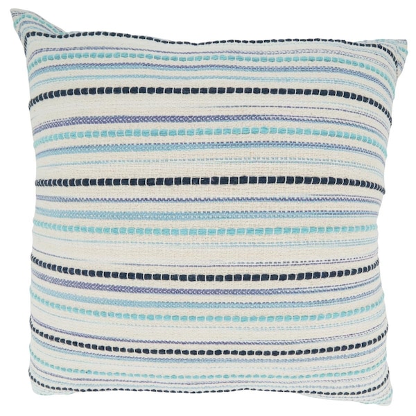 Saro 22 in. Woven Stripe Square Throw Pillow with Down Filling, Black - 777.BL22SD