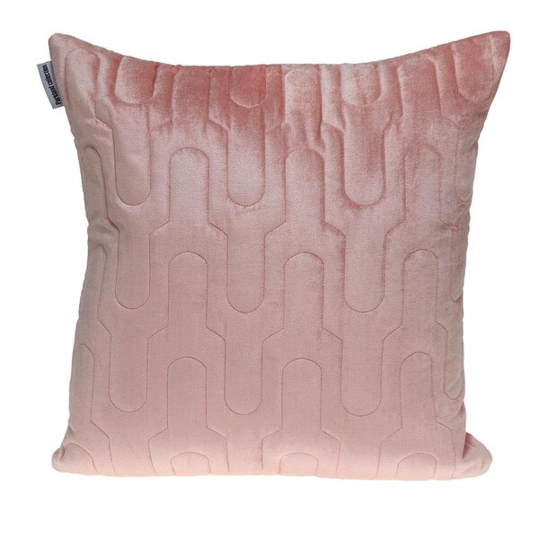 Homeroots Geometric Lush Quilted Metallic Pink Throw Pillow - 402867