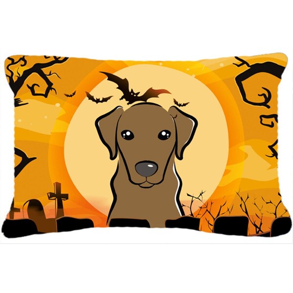 Carolines Treasures Halloween Chocolate Labrador Fabric Decorative Pillow - BB1792PW1216