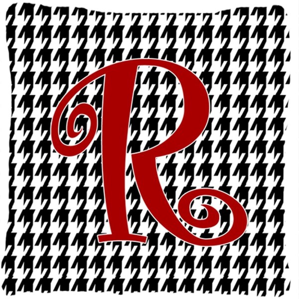 Jensendistributionservices 14 x 14 in. Monogram Initial R Houndstooth Black Fabric Decorative Pillow - MI2554372