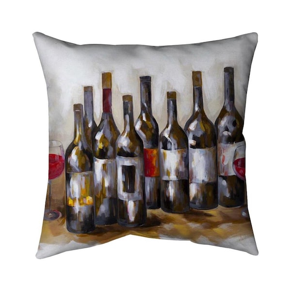 Fondo 20 x 20 in. Red Wine Bottles-Double Sided Print Indoor Pillow - FO2795386