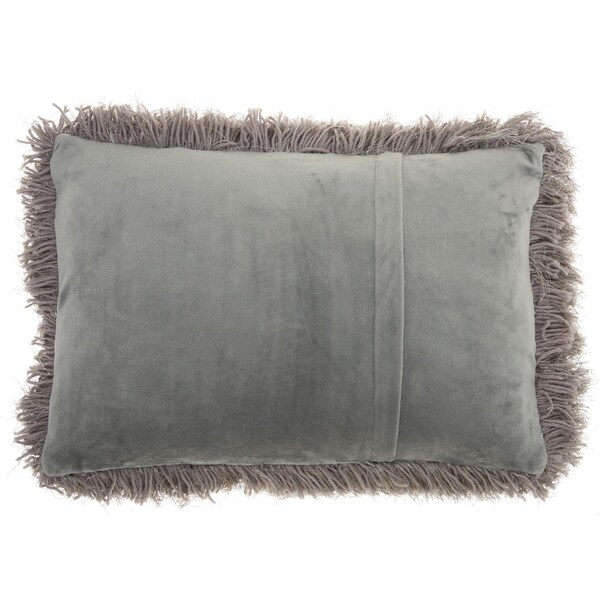 Homeroots 14 x 20 in. Slate Gray Super Shaggy Throw Pillow - 386406