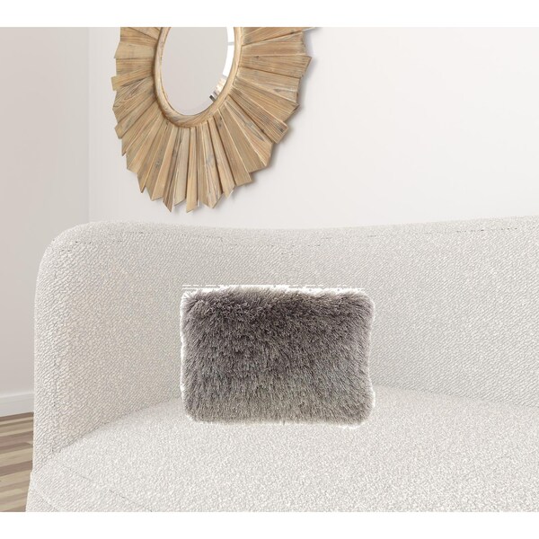 Homeroots 14 x 20 in. Slate Gray Super Shaggy Throw Pillow - 386406