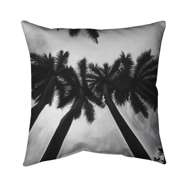Begin Home Decor 26 x 26 in. Monochrome Palm Trees-Double Sided Print Indoor Pillow - 5541-2626-CO130