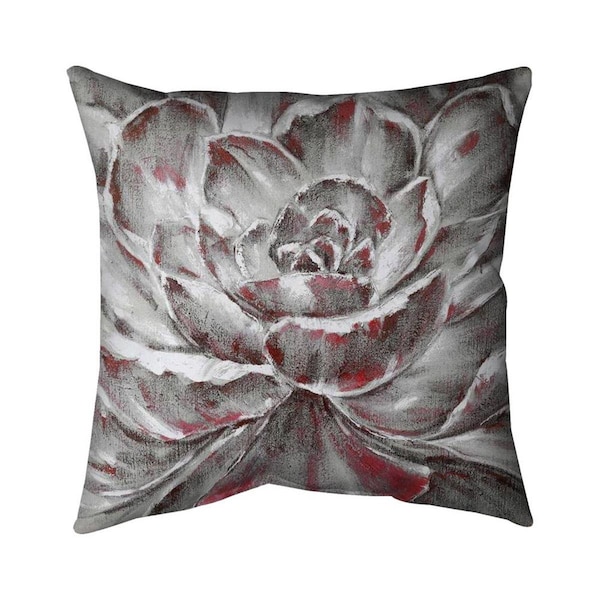 Fondo 20 x 20 in. Grey & Pink Flower-Double Sided Print Indoor Pillow - FO2774056