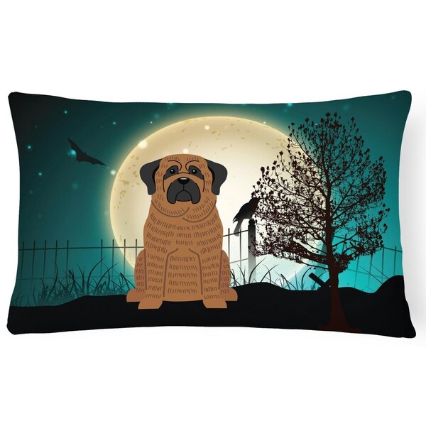 Carolines Treasures Halloween Scary Mastiff Brindle Canvas Fabric Decorative Pillow - BB2205PW1216