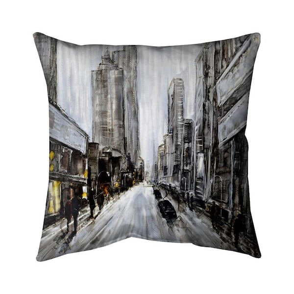 Begin Home Decor 26 x 26 in. Grey Gloomy Street-Double Sided Print Indoor Pillow - 5541-2626-CI67