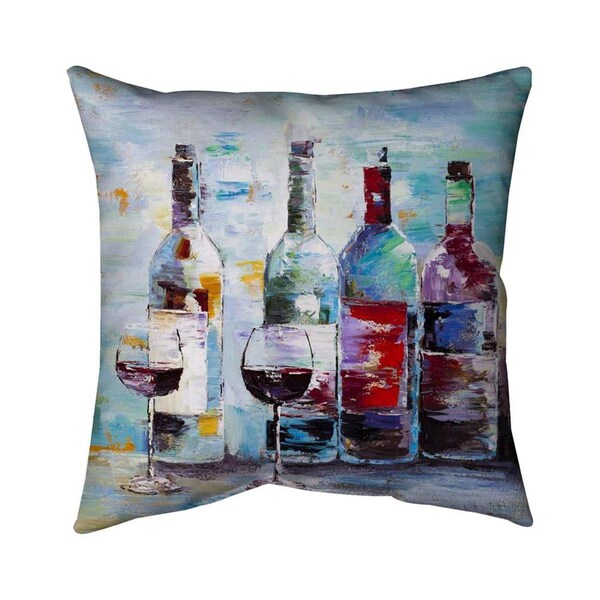 Fondo 26 x 26 in. Four Bottles of Wine-Double Sided Print Indoor Pillow - FO2775635