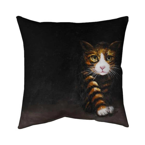 Begin Home Decor 26 x 26 in. Discreet Cat-Double Sided Print Indoor Pillow - 5541-2626-AN168