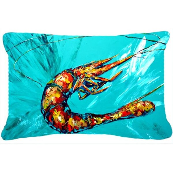 Carolines Treasures Carolines Treasures MW1100PW1216 Shrimp Teal Shrimp Indoor & Outdoor Fabric Decorative Pillow - MW1100PW1216