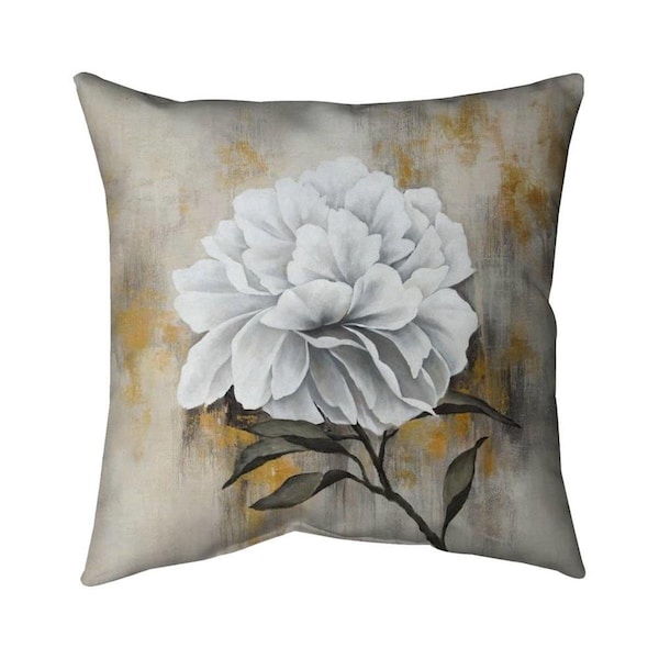 Fondo 20 x 20 in. White Peony-Double Sided Print Indoor Pillow - FO2773647