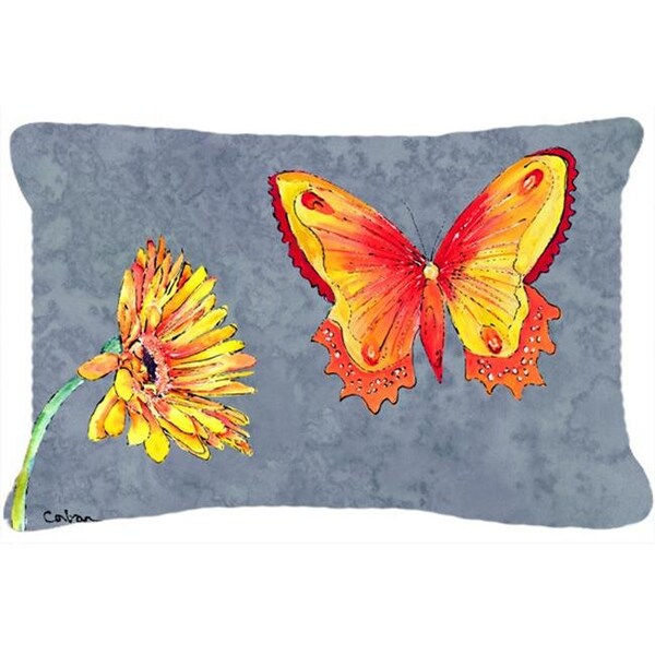 Carolines Treasures Carolines Treasures 8877PW1216 Gerber Daisy And Buttefly Indoor & Outdoor Fabric Decorative Pillow - 8877PW1216