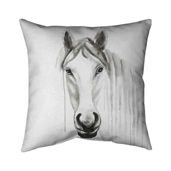 Fondo 20 x 20 in. Solitary White Horse-Double Sided Print Indoor Pillow - FO2793115
