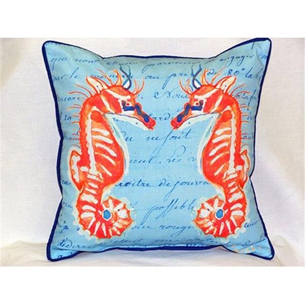 Betsy Drake Betsy Drake HJ100B Coral Sea Horses - Blue Large Indoor-Outdoor Pillow 16 in. x 20 in. - HJ100B