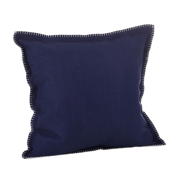 Rlm Distribution 20 in. Square Celena Whip Stitched Flange Design Down Filled Throw Pillow, Navy Blue - HO1612971