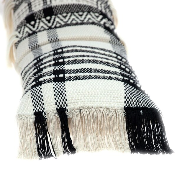 Homeroots 35 x 12 x 4 in. Black & White Geo Long Lumbar Throw Pillow - 383143