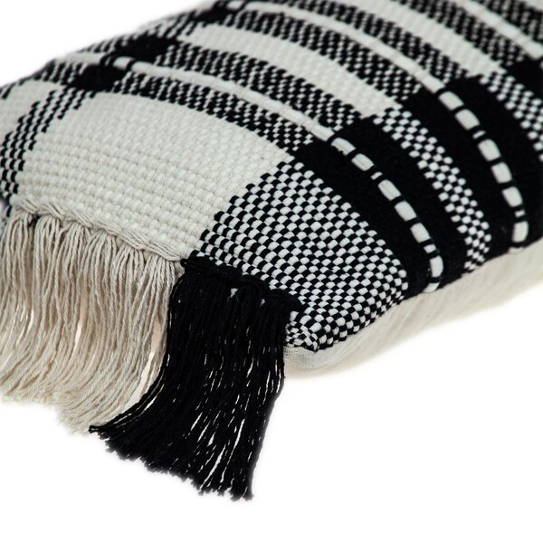 Homeroots 35 x 12 x 4 in. Black & White Geo Long Lumbar Throw Pillow - 383143
