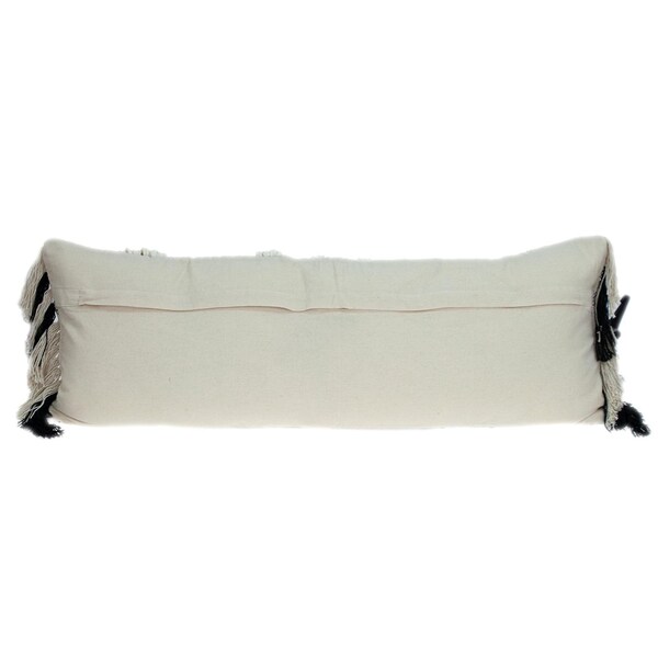 Homeroots 35 x 12 x 4 in. Black & White Geo Long Lumbar Throw Pillow - 383143