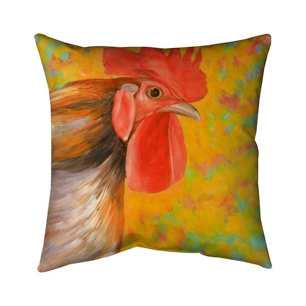 Begin Home Decor 26 x 26 in. Colorful Rooster-Double Sided Print Indoor Pillow - 5541-2626-AN263
