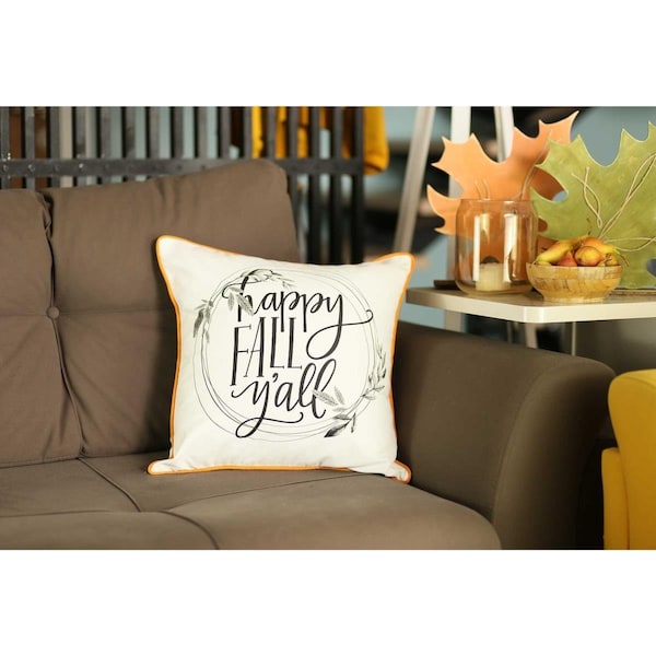 Homeroots Thanksgiving Quote Printed Decorative Throw Pillow Cover, Multi Color - 18 x 18 in. - 355608