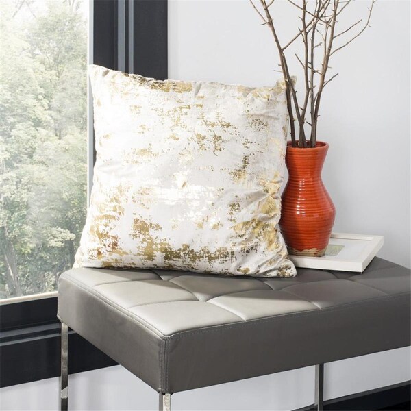 Safavieh 20 x 20 in. Edmee Metallic Pillow Beige & Gold - PLS881A-2020