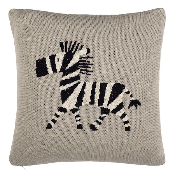 Safavieh 20 x 20 in. Zazu Pillow with Pale Whisper Natural Thick & Thin Black - BBY3017A-2020
