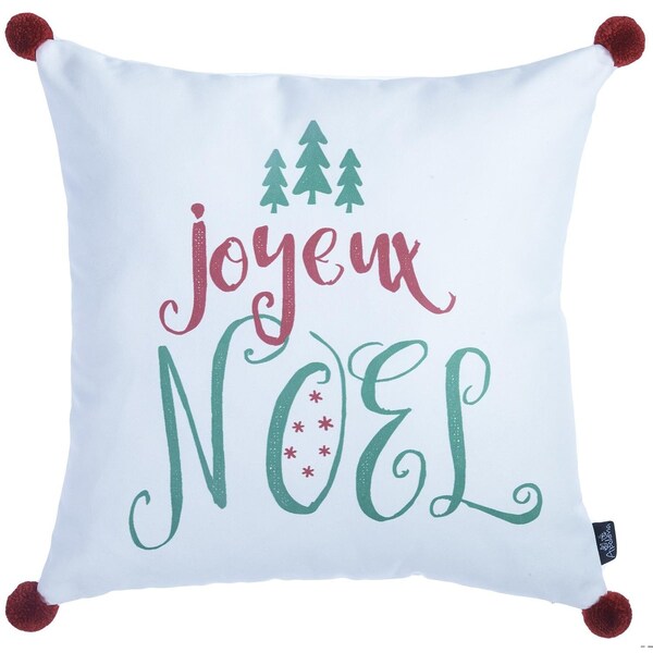 Homeroots Christmas Noel Printed Decorative Throw Pillow CoverMulti Color 18 x 18 in. - 355539