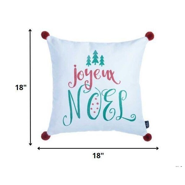 Homeroots Christmas Noel Printed Decorative Throw Pillow CoverMulti Color 18 x 18 in. - 355539