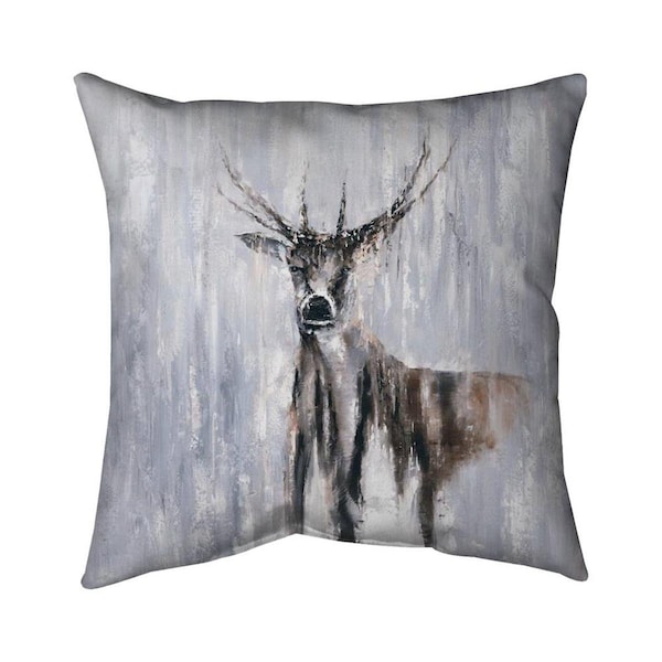 Fondo 26 x 26 in. Winter Abstract Deer-Double Sided Print Indoor Pillow - FO2793635