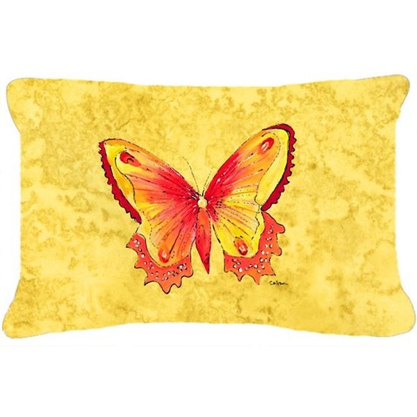 Jensendistributionservices 12 x 16 In. Butterfly on Yellow Indoor & Outdoor Fabric Decorative Pillow - MI54976